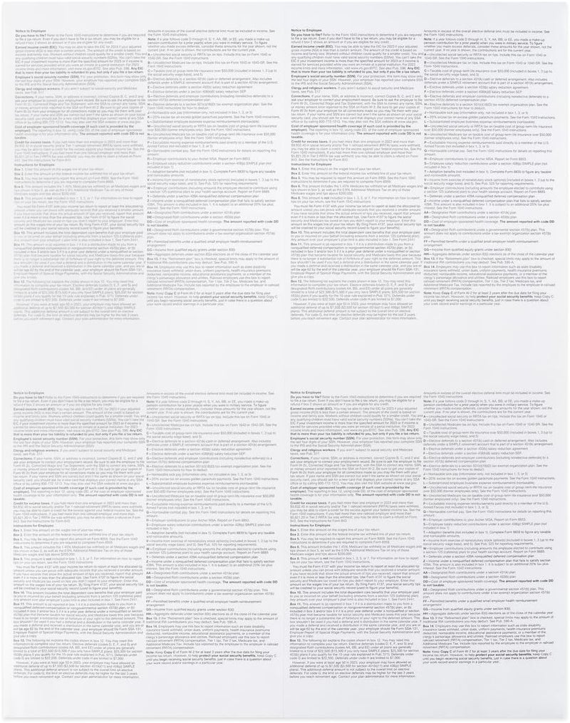 Dutymark Blank W2 4 Up Tax Forms 2025, Set for 50 Employees, Instructions in Back of The Forms, Great for QuickBooks and Accounting Software, Idea for E-Filing W2 4-Up 2025 - Image 4