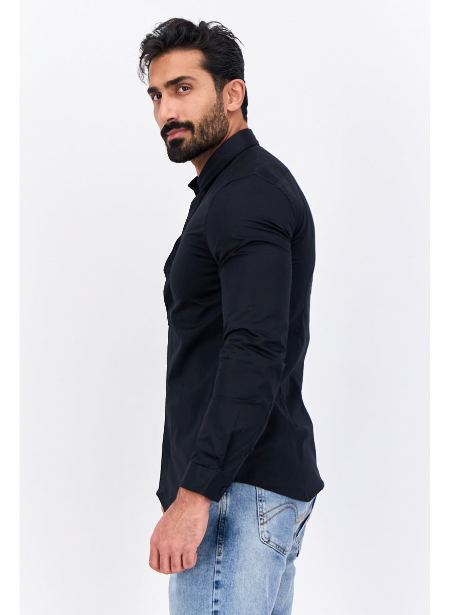 Men Slim Fit Solid Long Sleeves Casual Shirt, Black - pzsku/Z5149D0CF9A9B81096DD4Z/45/_/1739196806/c2c16e36-2abc-4a4e-b1dc-beac7e6258ba