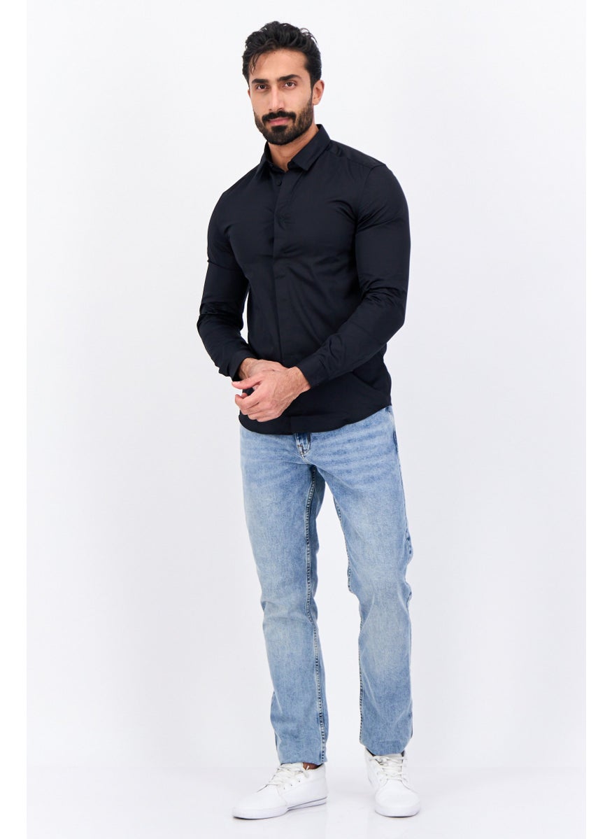 Men Slim Fit Solid Long Sleeves Casual Shirt, Black - pzsku/Z5149D0CF9A9B81096DD4Z/45/_/1739196911/73a56e6b-b1db-4dca-a5e3-93481abe3597