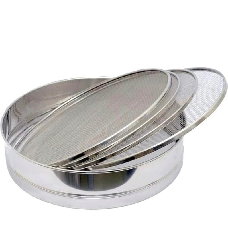 Konquer TimeS 4 in 1 Stainless Steel Interchangeable Sieve, Flour Chalni, Spices, Food Strainers, Atta Chalni, Jaali Channi Atta Maida Strainer - Image 2