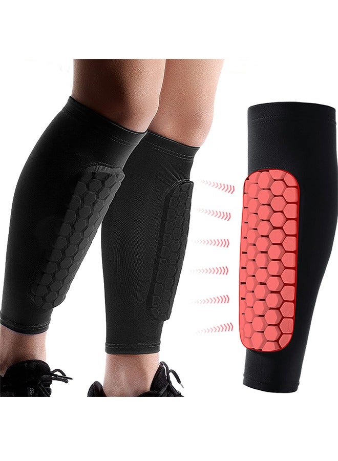 Generic 1 Pair Soccer Shin Guards, Football Shin Guard Socks Sleeves with Foam, Calf Compression Sleeve Honeycomb Pads, Child Calf Protective Gear Soccer Equipment, Shin Pads for Kids Youth Adult, Black L  - Image 1