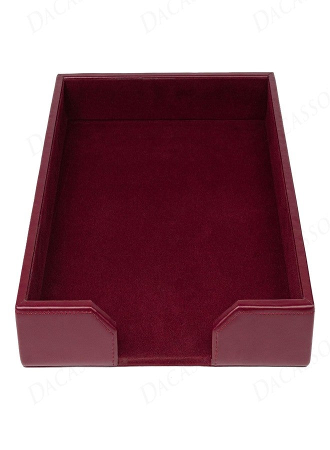 Dacasso Burgundy Bonded Leather Luxury Letter Tray Holder & Paper Organizer for Desk - Executive Desk Decor & Office Organization Essential - Image 1