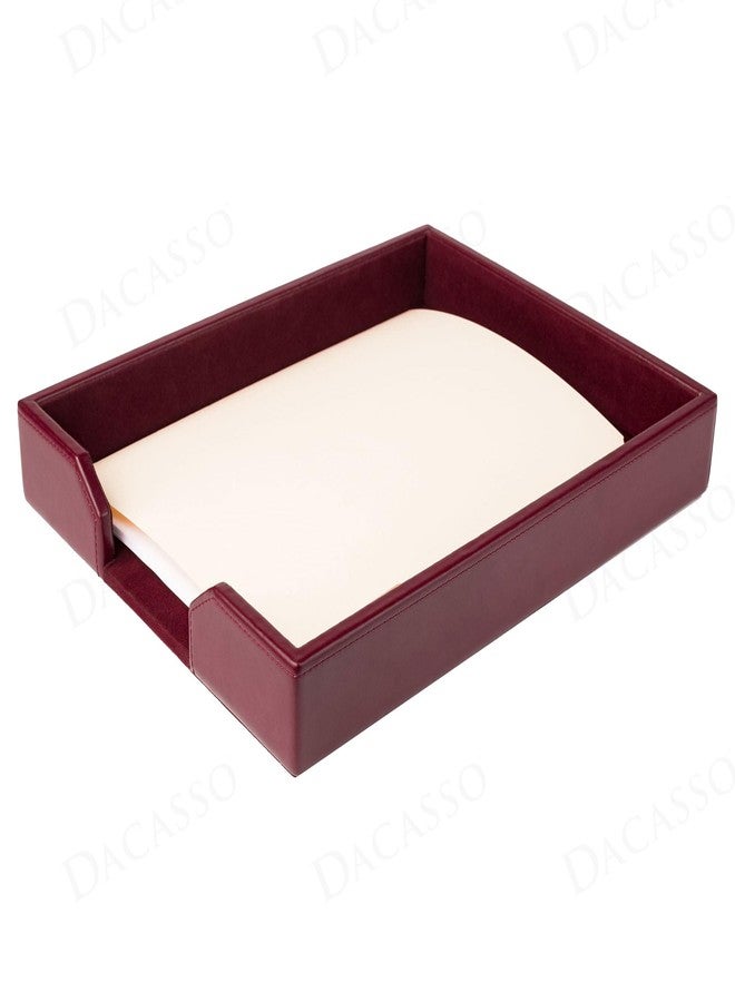 Dacasso Burgundy Bonded Leather Luxury Letter Tray Holder & Paper Organizer for Desk - Executive Desk Decor & Office Organization Essential - Image 3