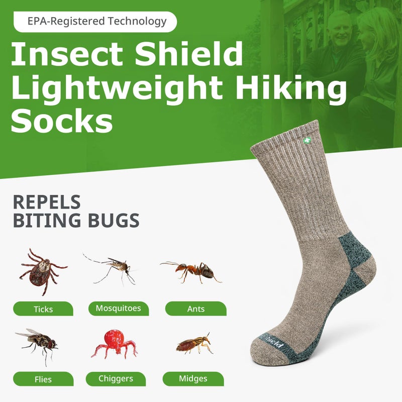 Insect Shield Lightweight Hiking Socks With Permethrin Bug Repellant - Protective Clothing for Men & Women, Khaki, Medium - Image 3