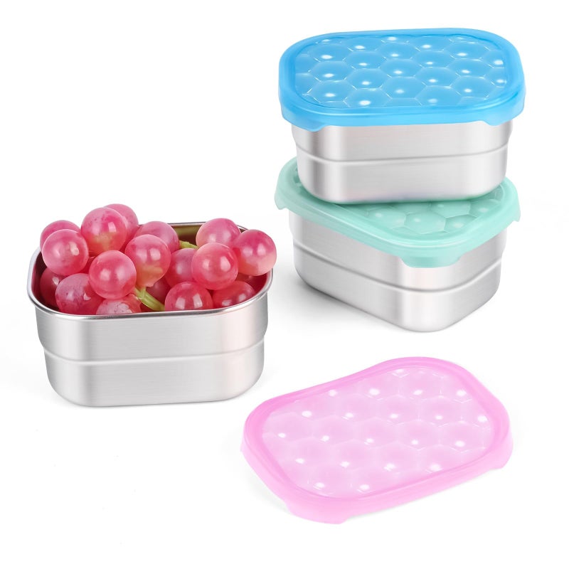 Tanjiae Snack Pro - Small (1 CUP) Stainless Steel Snack Containers for Kids | Easy Open Leak Proof Food Containers with Silicone Lids - Perfect Metal Toddler Lunch Box for Daycare and School (8oz) - Image 1