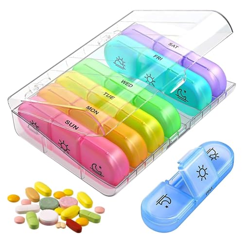 Parssufy Pill Organizer 3 Times a Day, Fullicon Large Weekly Pill Case 7 Day, Daily Pill Box with 21 Compartments, Pill Dispenser Supplement Holder for Pills/Vitamin/Fish Oil (Multicolor) - Image 1