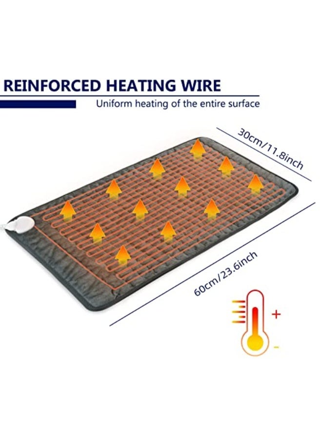 Electric Heating Pad for Back Pain Relief, 24" x 12", Grey, Flannel, 10 Heat Settings, 3 Timer Options, Auto Shut Off - Image 5