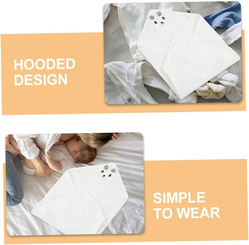 قطعتان من مناشف الاستحمام ذات قلنسوة من الفرو المرجاني بتصميم حيواني، رداء حمام معطف للأطفال حديثي الولادة - Image 5