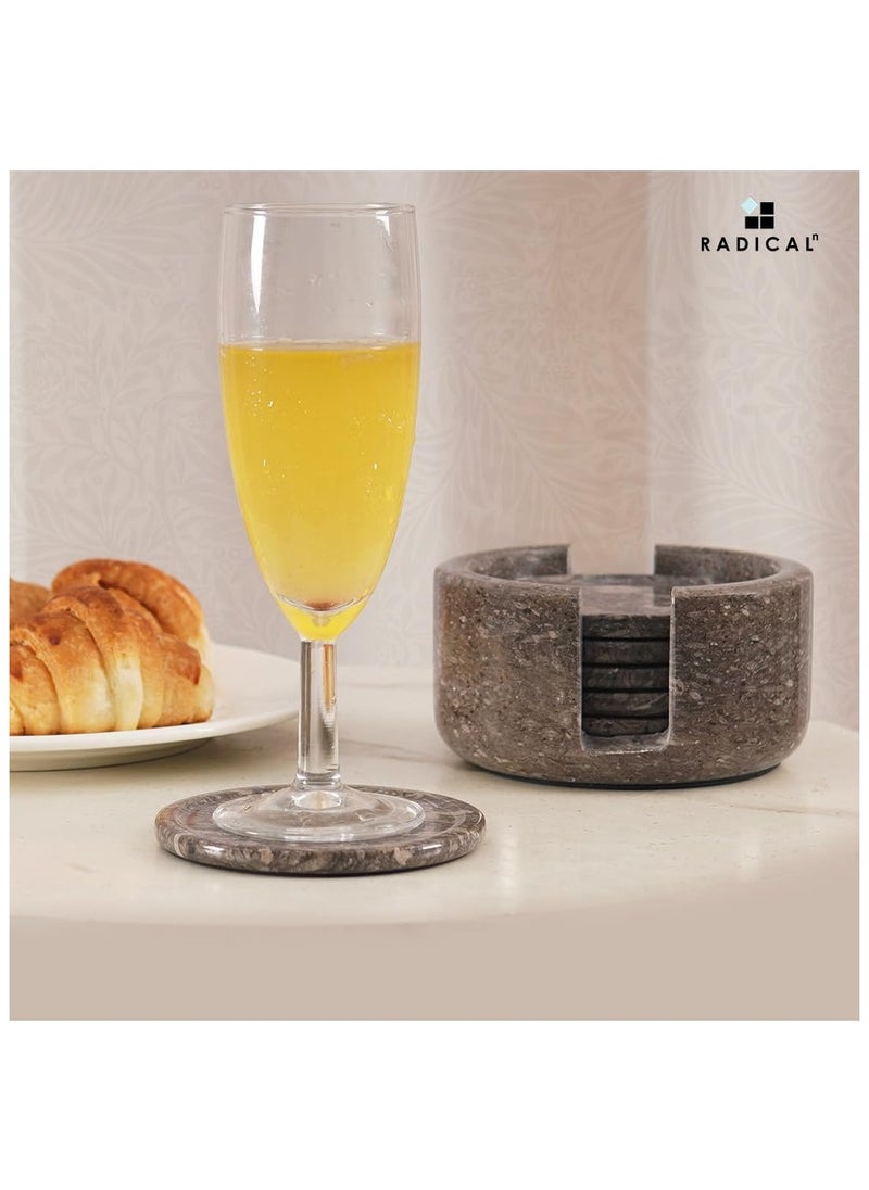 RADICALn Radicaln Marble Coaster Set 3.5" Inches Oceanic Round Handmade Coaster Set of 6 for Home Décor Cup Holder Dining Table Centerpiece Décor Coaster for Drink  - Image 2