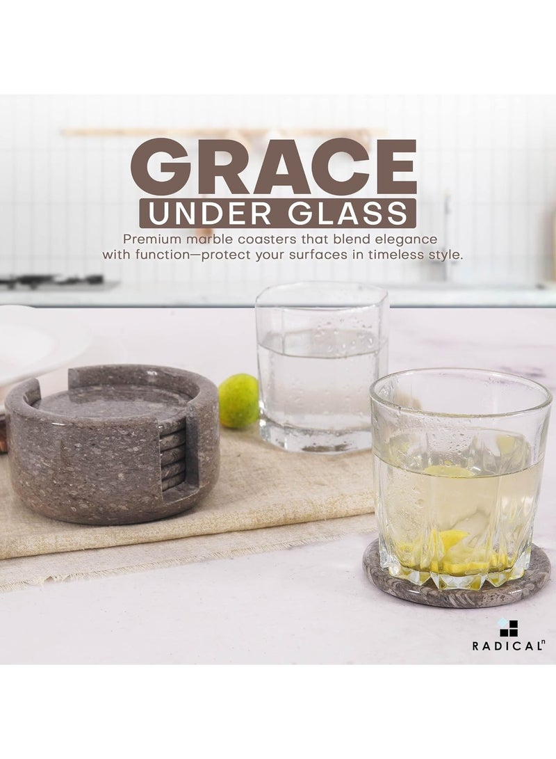 RADICALn Set of 6 Oceanic Marble Drink Coasters with Holder | Handmade Table & Home Décor - Image 4