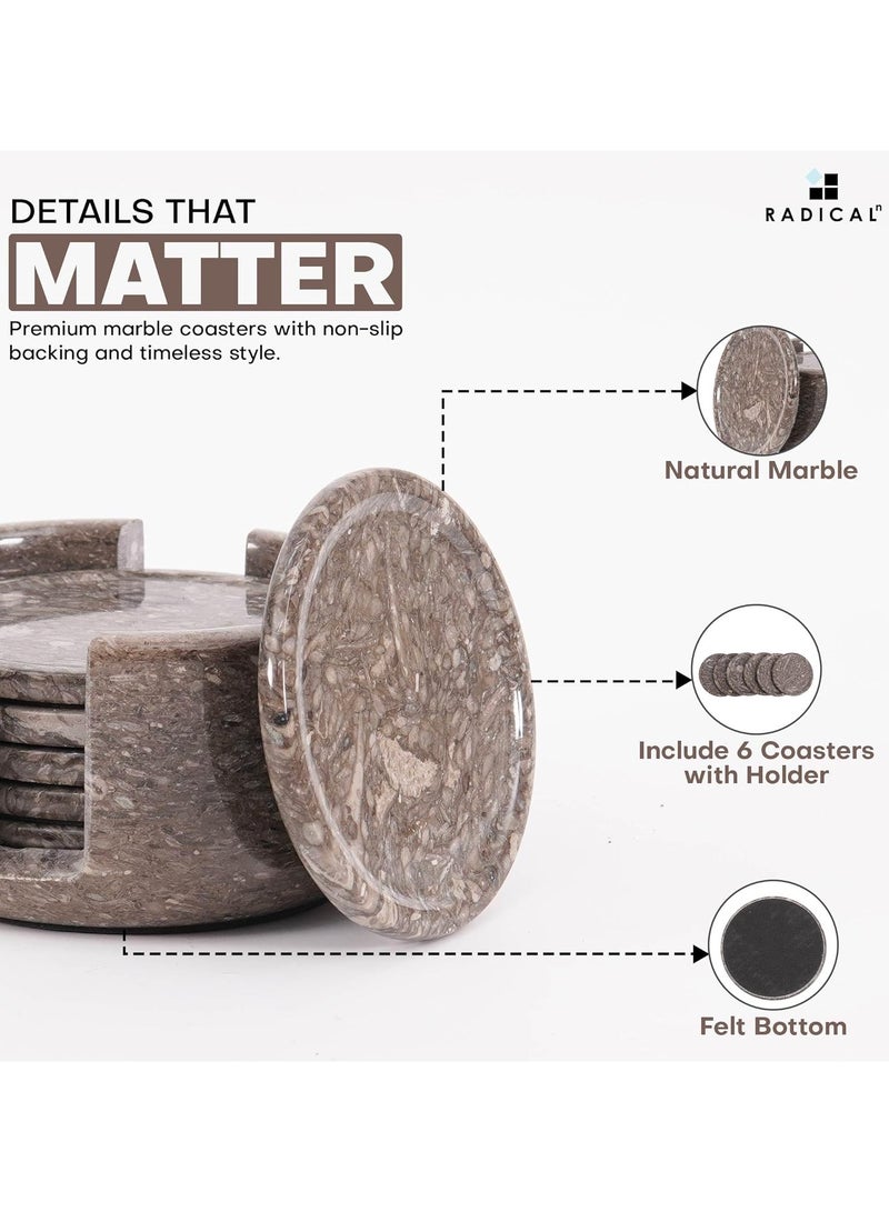 RADICALn Set of 6 Oceanic Marble Drink Coasters with Holder | Handmade Table & Home Décor - Image 5