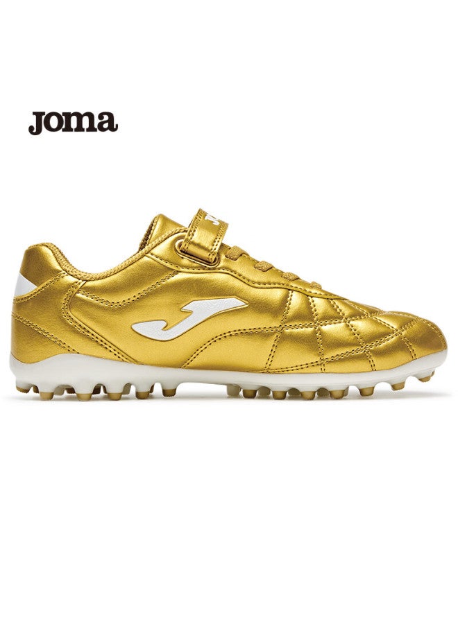 Joma أحذية كرة القدم للأطفال من جومّا شريط سحري جديد مع مسامير قصيرة للتدريب والمنافسة في المدارس الابتدائية باللون الأحمر والذهبي 36 - Image 2