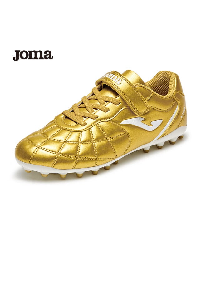 Joma أحذية كرة القدم للأطفال من جومّا شريط سحري جديد مع مسامير قصيرة للتدريب والمنافسة في المدارس الابتدائية باللون الأحمر والذهبي 36 - Image 3