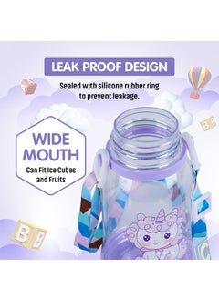 Skytone SKYTONE Water Bottle for Kids, Cute Design Water Bottle with Sipper, Sipper Bottle for Kids -Anti-Leak Kids Cartoon Water Bottle for Kids - 600M (Purple)  - Image 5