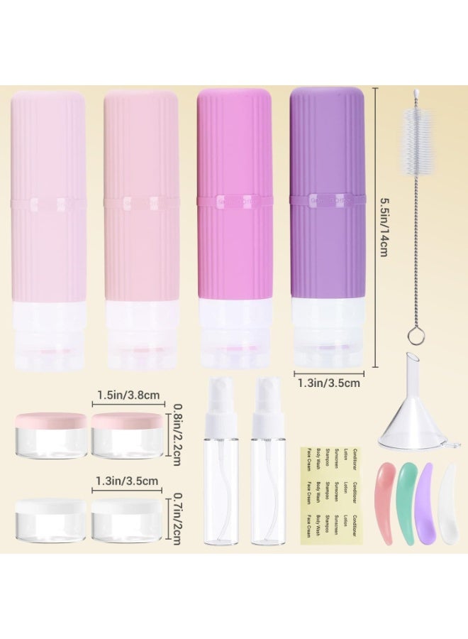 Mitoy 17 Pcs Travel Bottles Set -Travel Essentials with 3oz Silicone Travel Bottles, Travel Kit for Toiletries, Shampoo, Conditioner&Body Wash accessories,Pink - Image 2