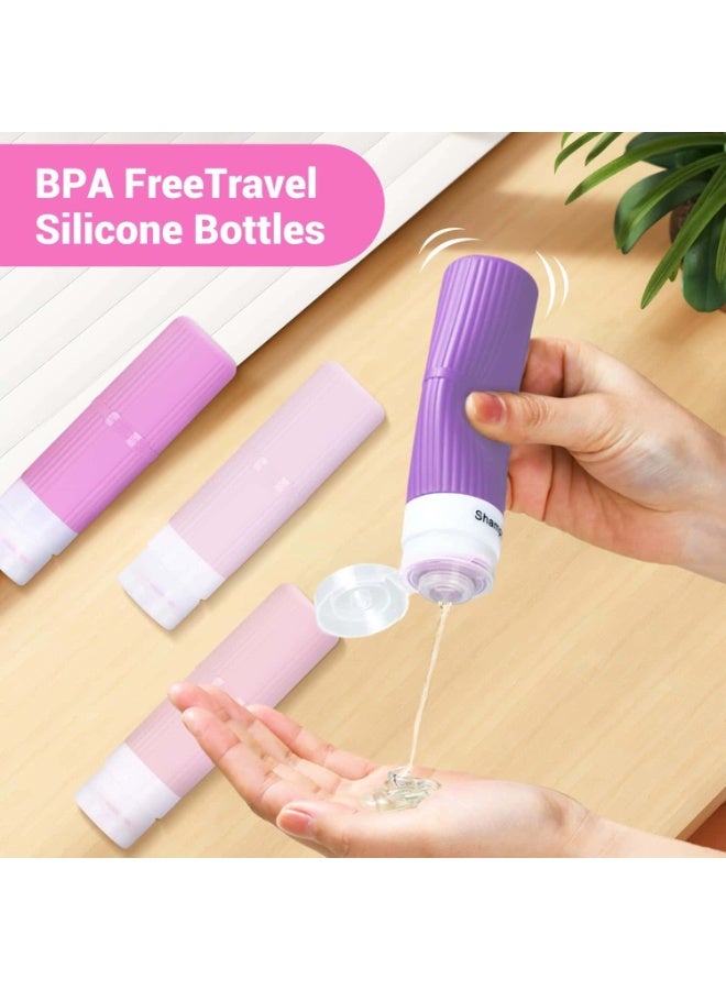 Mitoy 17 Pcs Travel Bottles Set -Travel Essentials with 3oz Silicone Travel Bottles, Travel Kit for Toiletries, Shampoo, Conditioner&Body Wash accessories,Pink - Image 3