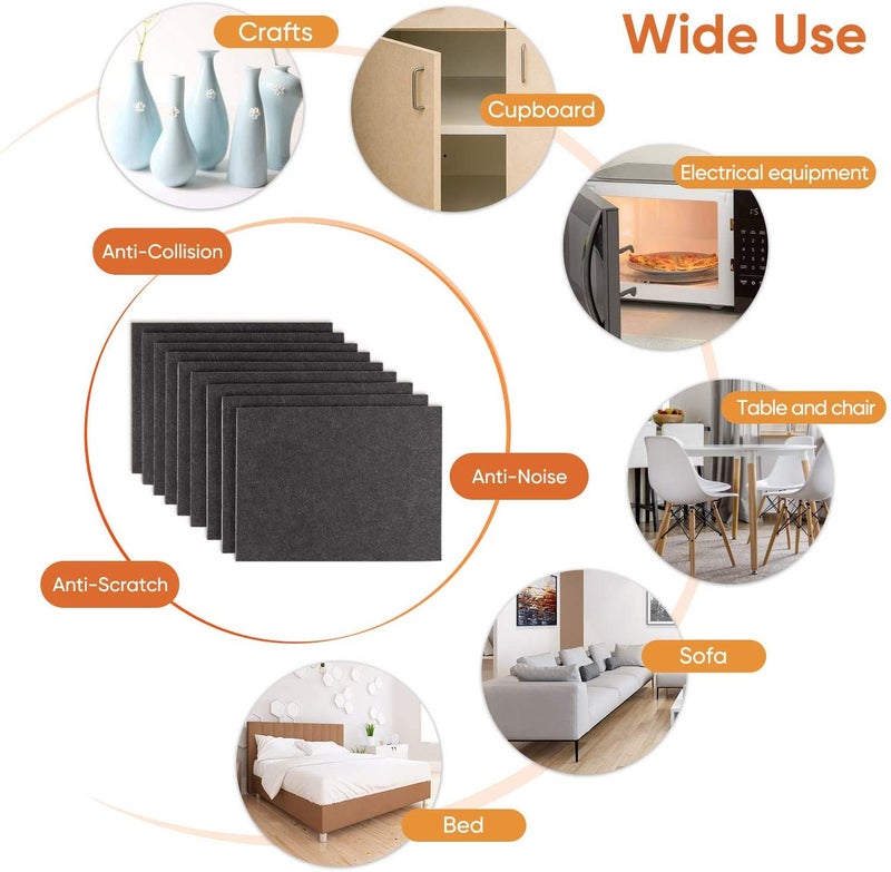 Iktu EVA Square Self Adhesive Door, Wardrobe Furniture Feet Pads Cover Black 85x85x5 mm (8 pcs) - Image 3