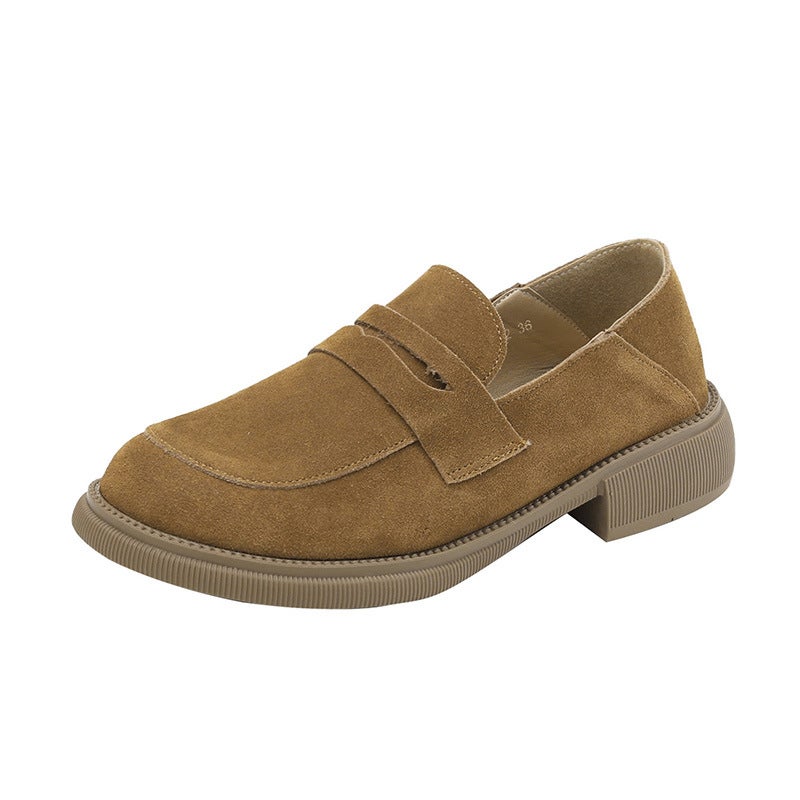 Early Autumn Commuter Wear British Brown Small Leather Shoes Women'S Autumn Old Money Style Lazy Salt Loafers French Single-Layer Shoes - Image 1