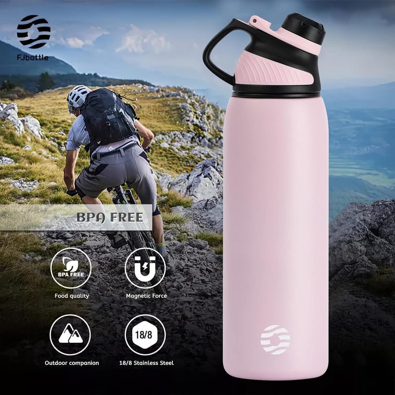 FjBottle Stainless Steel Water Bottle With Magnetic Lid - 600ml/800ml/1L/1.5L BPA Free Insulated Sports Bottle for Hot&Cold Drinks - Vacuum Flask Leak-Proof for Gym, Work, Travel - Image 5