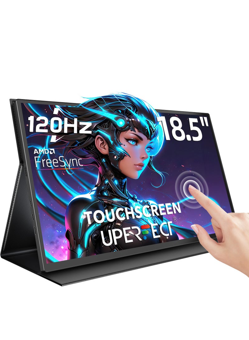 أوبيرفكت شاشة محمولة UPERFECT شاشة محمولة مقاس 18.5 بوصة 120 هرتز 1920 × 1080 FHD IPS IPS USB C ومنفذ HDMI صغير، شاشة ثانية رفيعة للغاية للكمبيوتر المحمول/الهاتف/وحدة التحكم في الألعاب، قابلة للتركيب VESA - Image 1