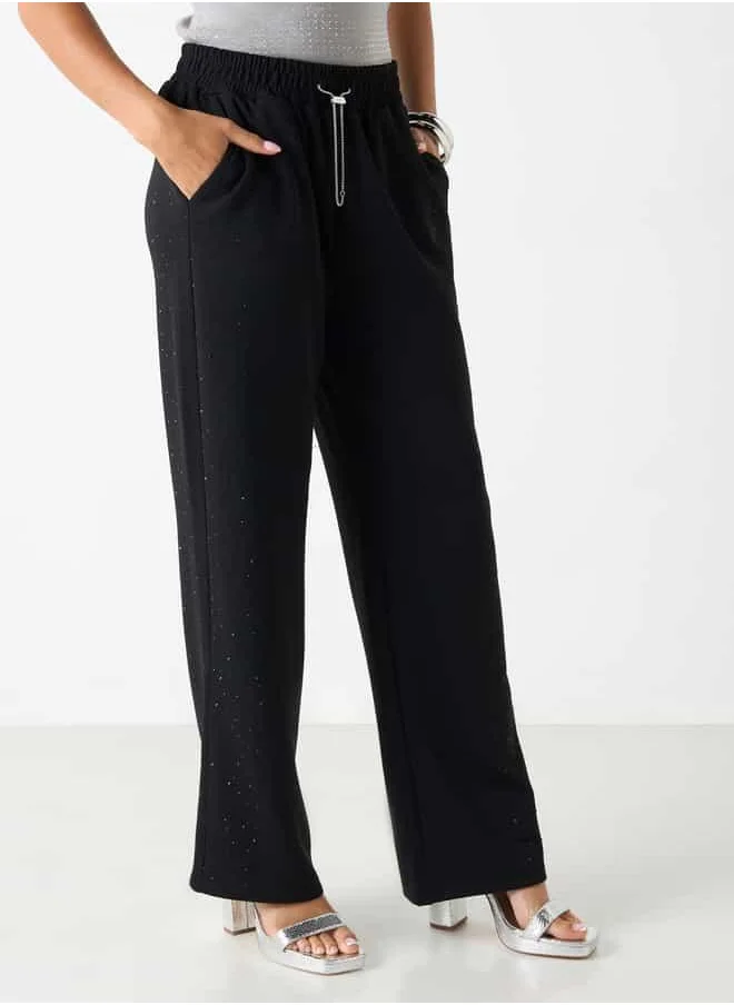 2Xtremz 2Xtremz Embellished Wide Leg Pants with Elasticated Waistband