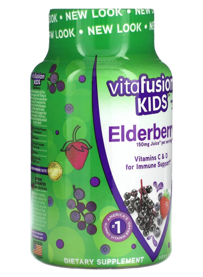 Vitafusion Kids Elderberry Gummies For Ages 4+ Natural Very Berry 60 Gummies - Image 2