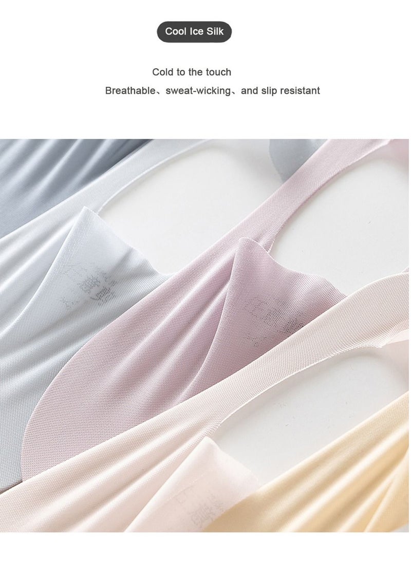 NIBEMINENT 4 Pairs women Invisible socks thin Ice silk skin tone cotton nylon low cut liner non slip hidden for flats boat sneaker womens no show  - Image 4
