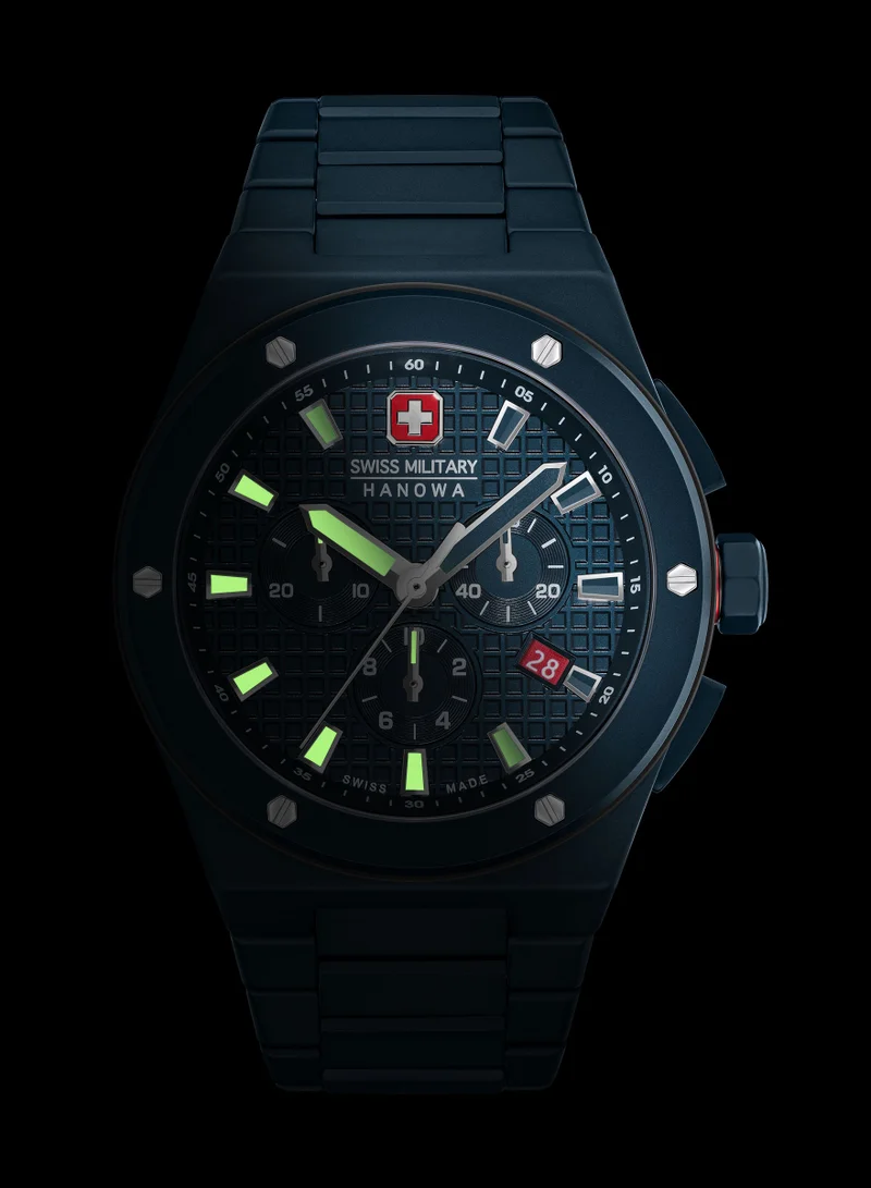 SWISS MILITARY HANOWA Men's Swiss Military Hanowa Sidewinder Ceramic Watch for Men with Blue Ceramic Strap 10 Atm - SMWGI0002281