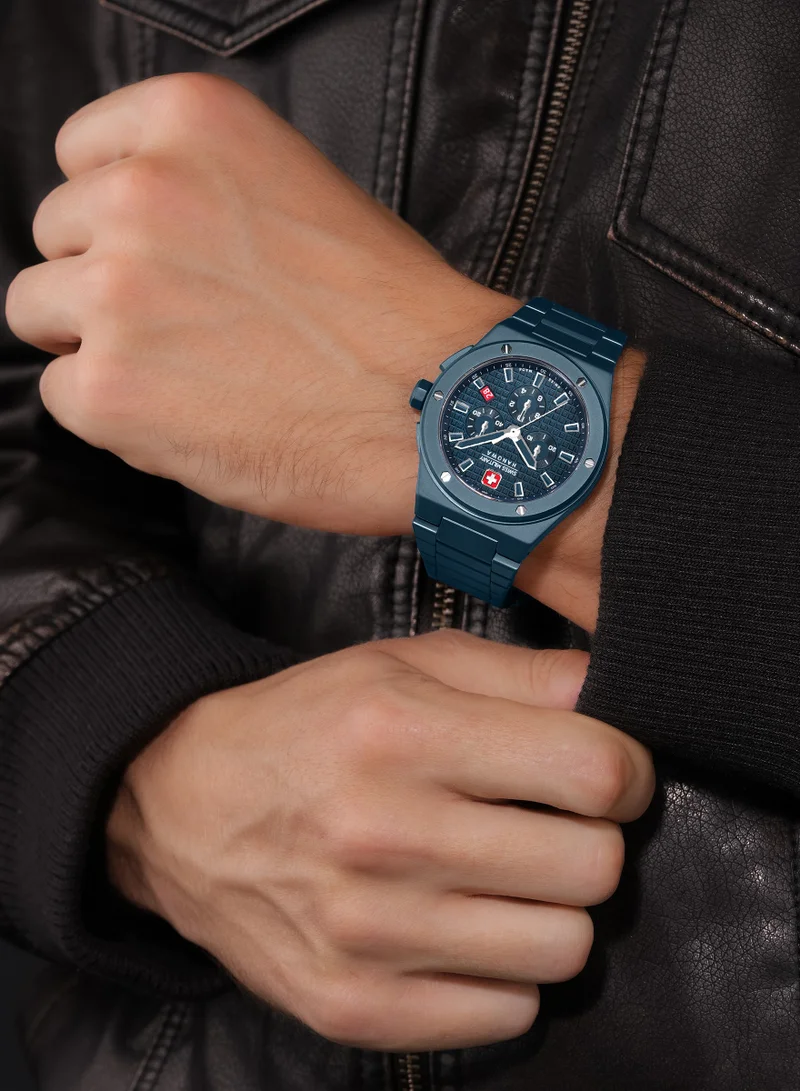SWISS MILITARY HANOWA Men's Swiss Military Hanowa Sidewinder Ceramic Watch for Men with Blue Ceramic Strap 10 Atm - SMWGI0002281