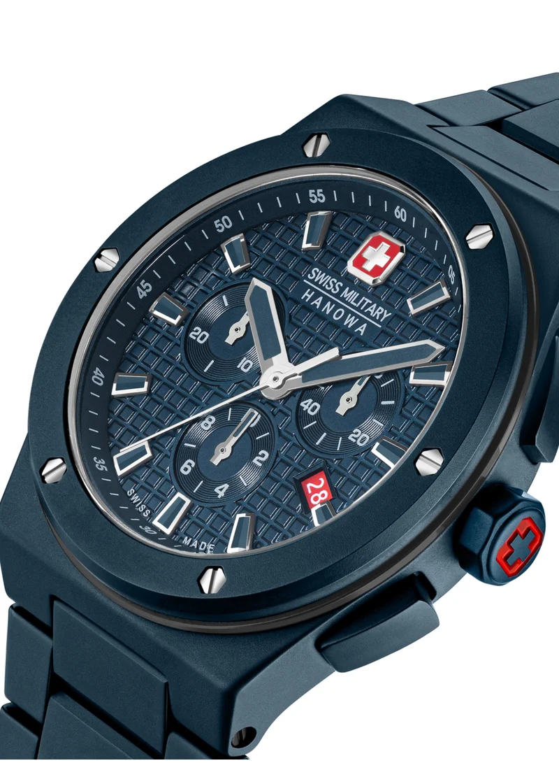 SWISS MILITARY HANOWA Men's Swiss Military Hanowa Sidewinder Ceramic Watch for Men with Blue Ceramic Strap 10 Atm - SMWGI0002281