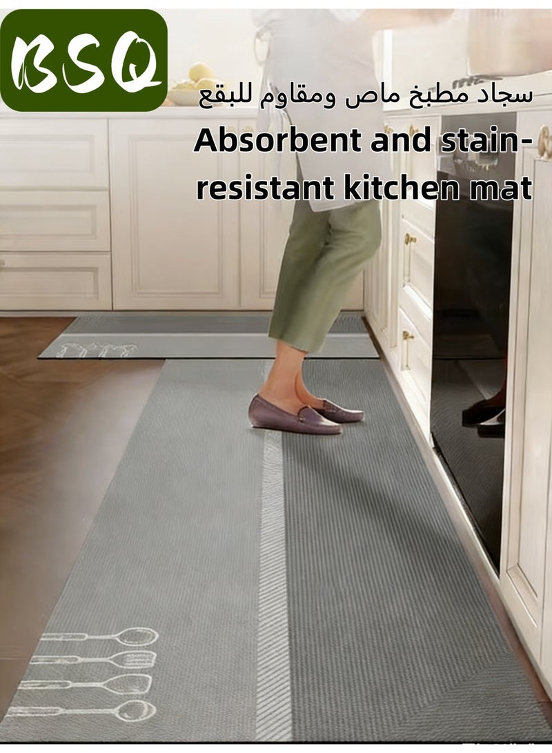 بي إس كيو طقم سجاد أرضيات من تراب الدياتوم | سجادة للحمام والمطبخ | سجادة فائقة النعومة، ماصة للماء، مانعة للانزلاق، سريعة الجفاف | طقم سجاد أرضيات للمطبخ | مناسب لأرضيات الحمامات، وأحواض الاستحمام، والمراوش 50*80 سم + 50*160 سم - Image 1