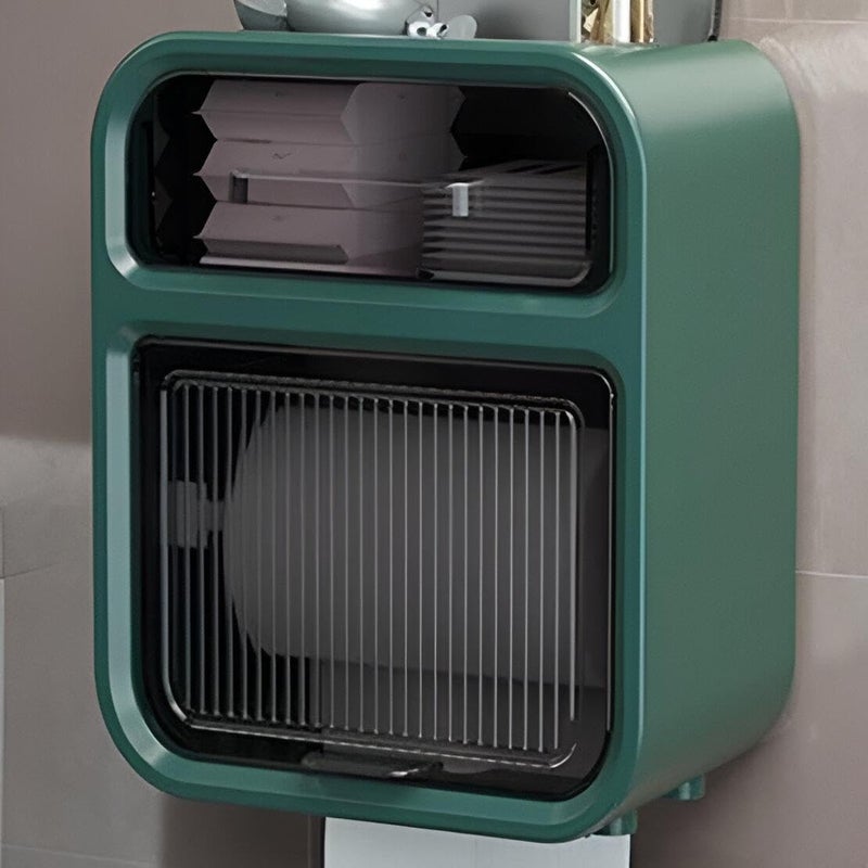 Organizer Stand - Practical Dispenser Holder with Drawer for Bathroom Storage of Sanitary Pads and Paper (Green)