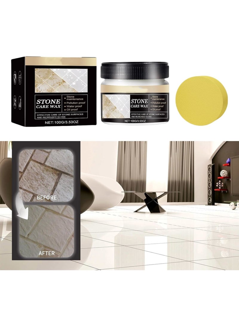 Zikra Stone Polishing Care Wax, 100G Marble & Granite Cleaner and Polish, Carnauba Wax Countertop Cleaner for Marble Furniture, Ceramic Tiles, Stone Floor, Quartz Countertop, Stone Polish Protection - Image 2