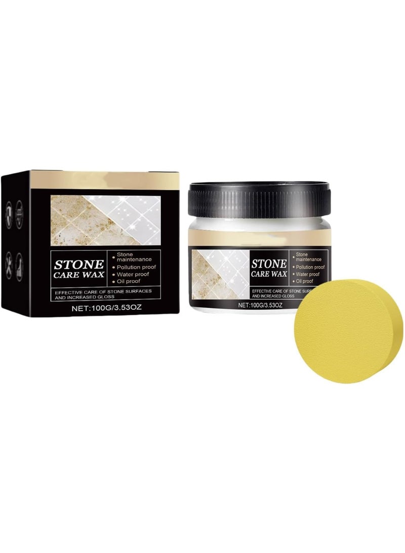 Zikra Stone Polishing Care Wax, 100G Marble & Granite Cleaner and Polish, Carnauba Wax Countertop Cleaner for Marble Furniture, Ceramic Tiles, Stone Floor, Quartz Countertop, Stone Polish Protection - Image 1