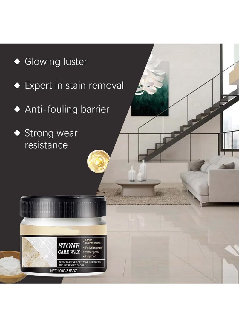 Zikra Stone Polishing Care Wax, 100G Marble & Granite Cleaner and Polish, Carnauba Wax Countertop Cleaner for Marble Furniture, Ceramic Tiles, Stone Floor, Quartz Countertop, Stone Polish Protection - Image 5