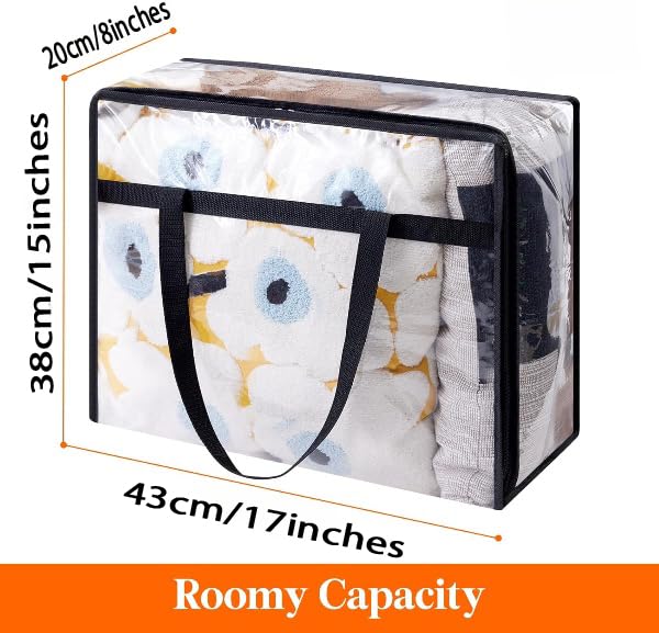 Blendmix Pack of 2 Transparent Clothes Storage Bags | Plastic Saree Covers with Zipper | Ideal for Blankets, Comforters, Wardrobe Organizing - Image 2