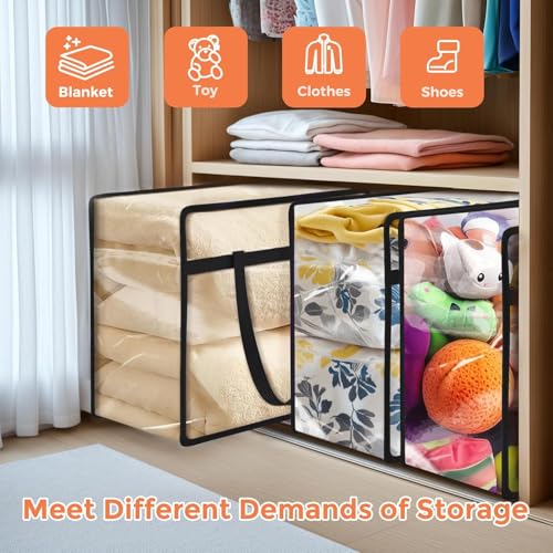 Blendmix Pack of 2 Transparent Clothes Storage Bags | Plastic Saree Covers with Zipper | Ideal for Blankets, Comforters, Wardrobe Organizing - Image 5