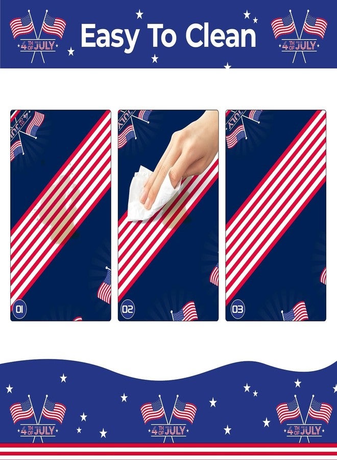 Childom 4th of July Tablecloth, 2 Pack 54" x 108" Disposable American Flag Tablecloths, Fourth of July decor Plastic Table Covers, 4th of July Decorations for Patriotic Party, Memorial ,Independence, Veterans - Image 3