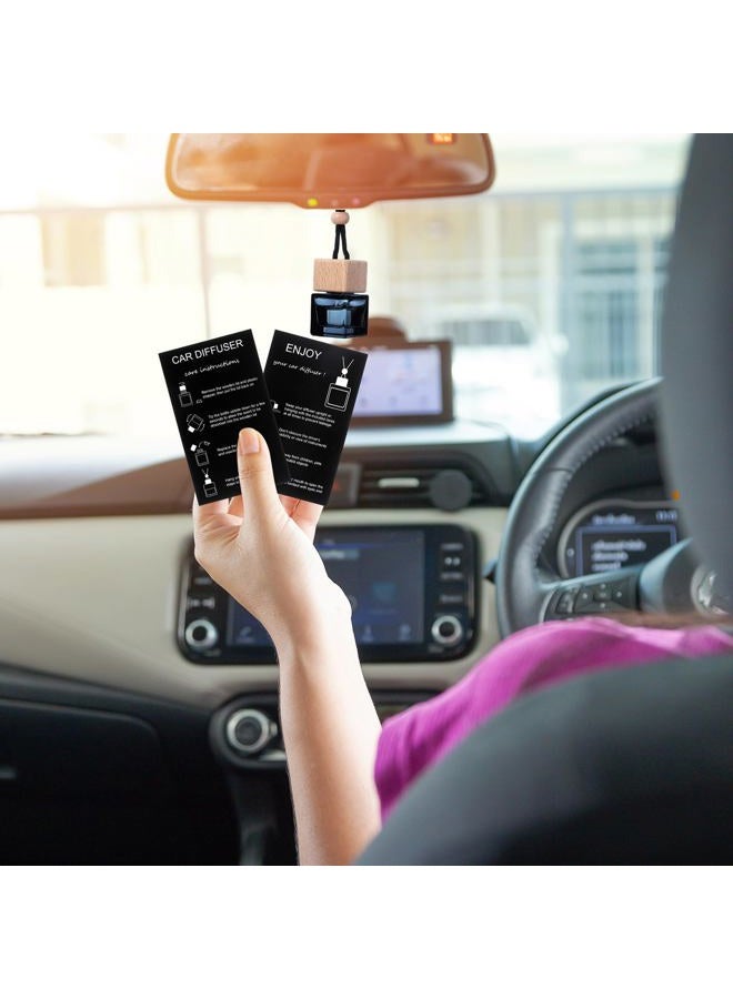 DaisyInner 100 Sets Hanging Car Air Freshener Diffuser Empty Glass Perfume Bottles Air Freshener Diffuser Pendant with Instructions Wooden Caps for Essential Oils Ornament Decor (Square,Black) - Image 5