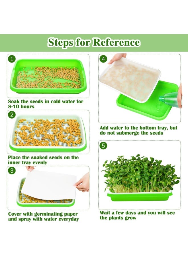 5 مجموعات من صواني إنبات البذور مع فتحات تصريف، تتضمن مجموعة زراعة البراعم صواني الإنبات والتكاثر وزجاجة رذاذ ورقية للإنبات ونباتات صغيرة وصواني زراعة للحديقة والمنزل والمكتب - Image 4