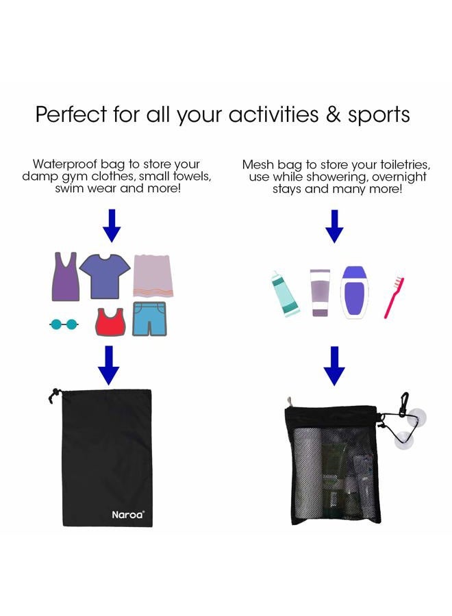 Naroa Waterproof Multifunctional Toiletry Shower Bag for Gym, Travel, Business and Foldable Portable Hanging Bathroom Mesh Caddy with Wet & Dry Storage Suction Hook Tote for Men Women - Image 2