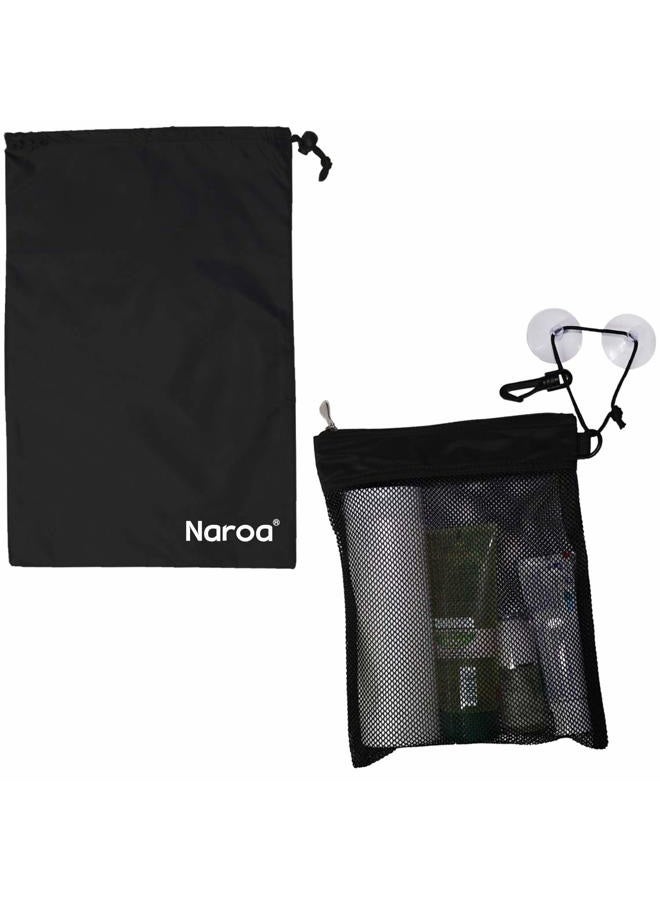 Naroa Waterproof Multifunctional Toiletry Shower Bag for Gym, Travel, Business and Foldable Portable Hanging Bathroom Mesh Caddy with Wet & Dry Storage Suction Hook Tote for Men Women - Image 1