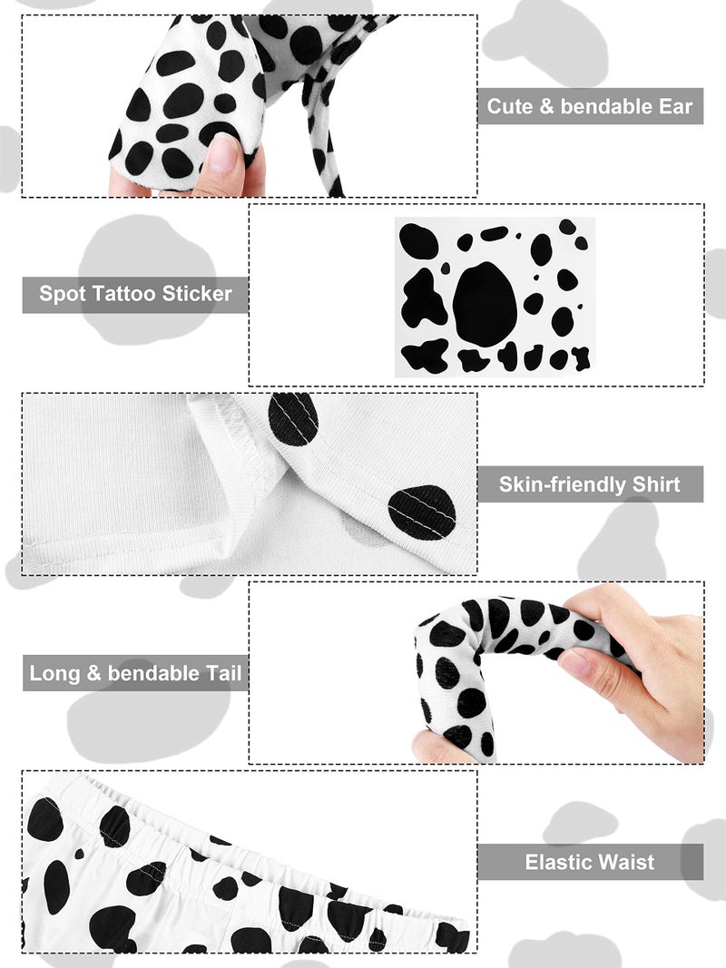 SOMSOC 8 Pieces Halloween Women Dalmatian Dog Costume Set 100 Days Long Sleeve Pant Accessories for Halloween Cosplay - Image 5