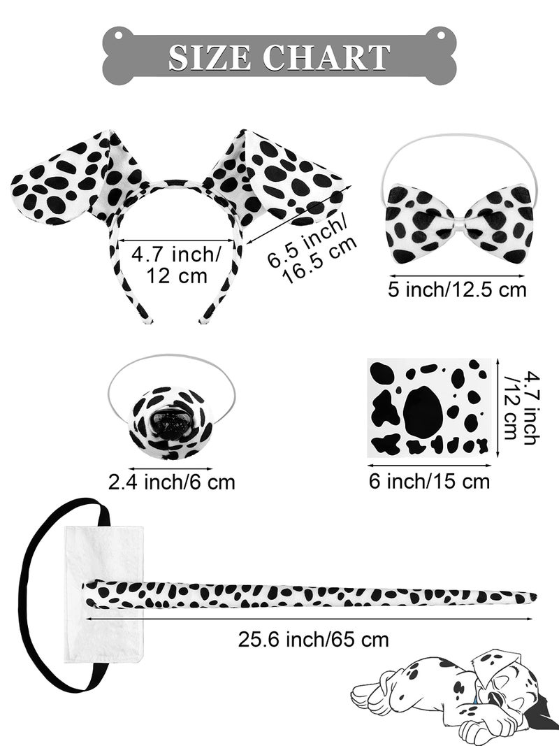 SOMSOC 8 Pieces Halloween Women Dalmatian Dog Costume Set 100 Days Long Sleeve Pant Accessories for Halloween Cosplay - Image 2