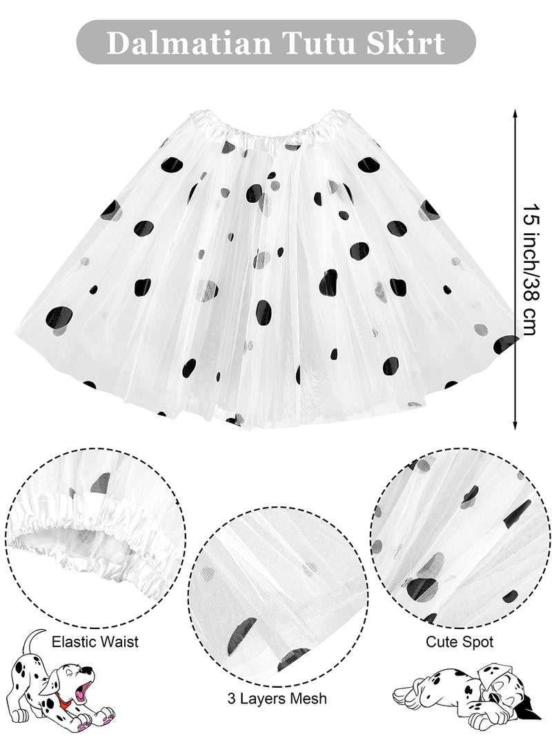 SOMSOC 8 Pieces Halloween Women Dalmatian Dog Costume Set 100 Days Long Sleeve Pant Accessories for Halloween Cosplay - Image 4