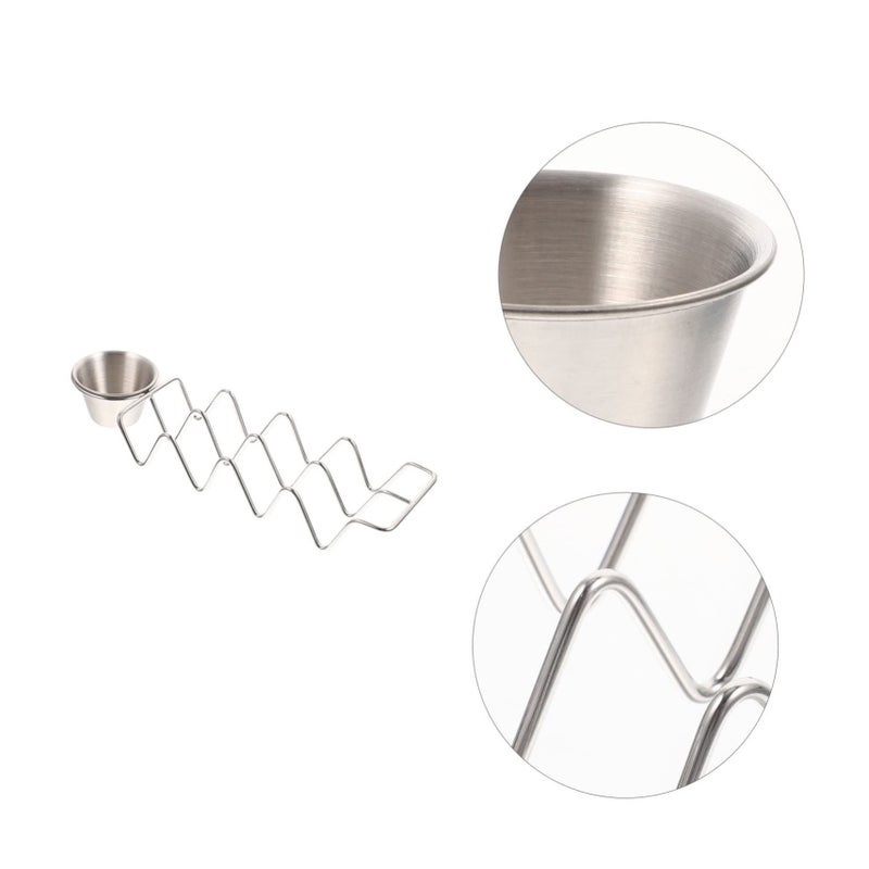 Stainless Steel Taco Holder With Sauce Cup Easy Clean Burrito Rack - Image 4