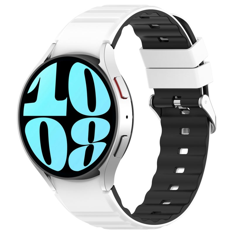 erorex For Samsung Galaxy Watch 5 Pro Two Color Horizontal Silicone Watch Band(White Black) - Image 1