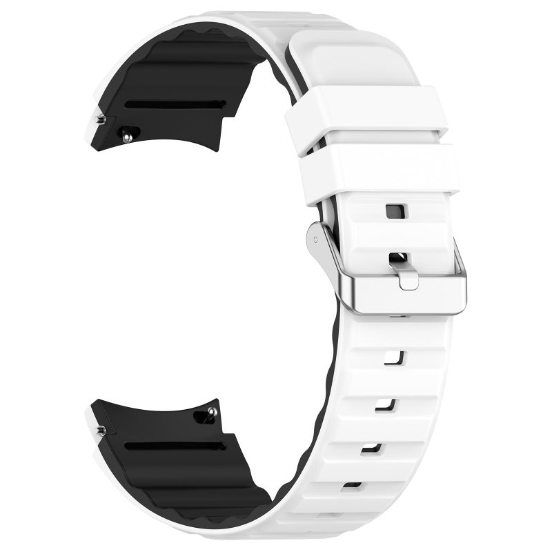 erorex For Samsung Galaxy Watch 5 Pro Two Color Horizontal Silicone Watch Band(White Black) - Image 3