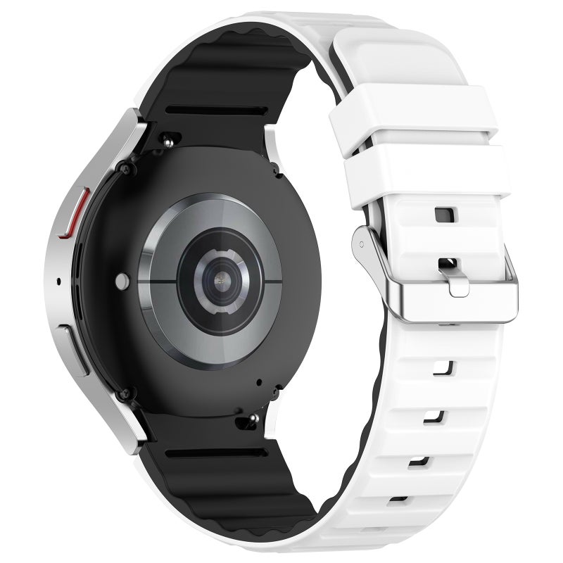erorex For Samsung Galaxy Watch 5 Pro Two Color Horizontal Silicone Watch Band(White Black) - Image 2