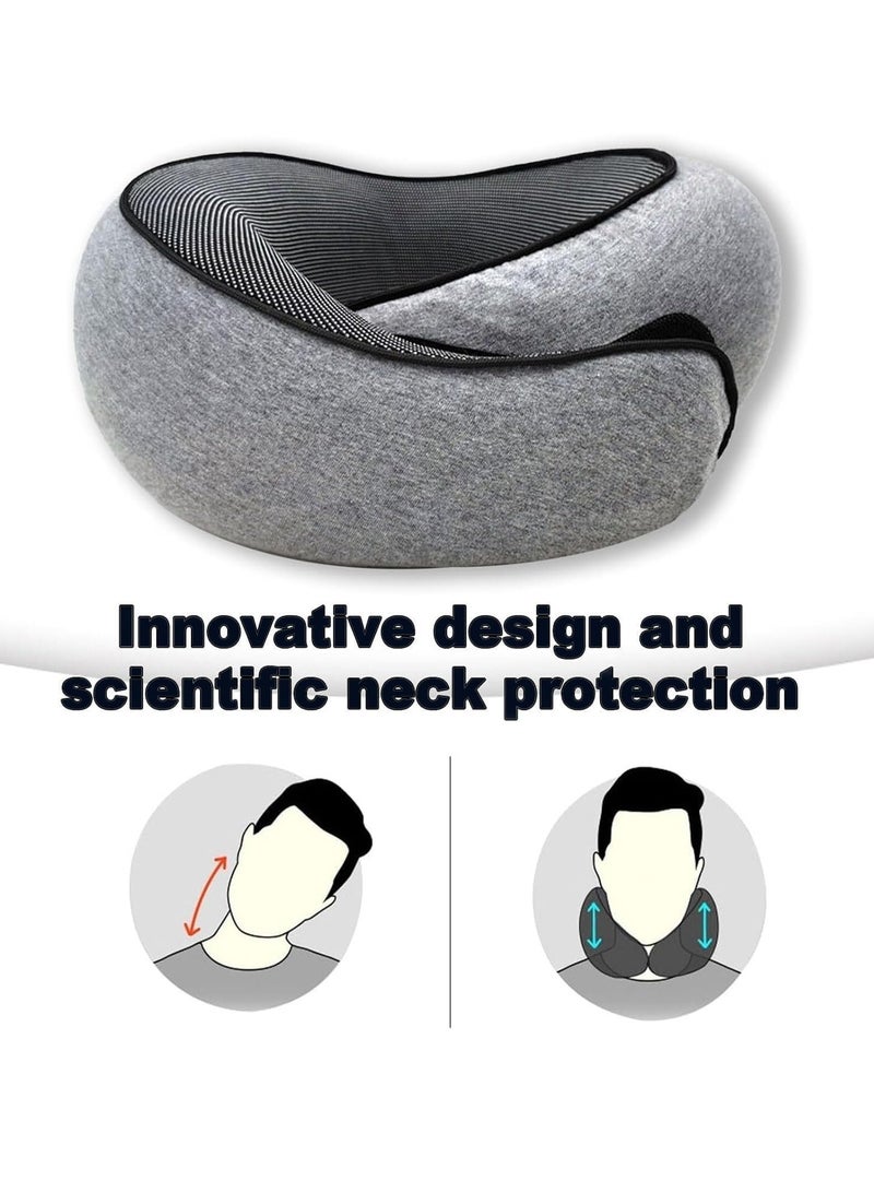 SYOSI Travel Pillow, Memory Foam Travel Pillow, Memory Foam Travel Neck Pillow for Airplanes, Travel Neck Pillow, Foam Travel Pillow(Grey)  - Image 3